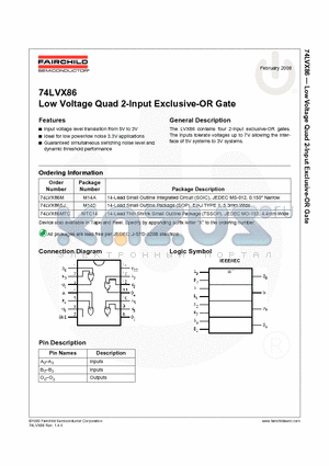 74LVX86_08 datasheet - Low Voltage Quad 2-Input Exclusive-OR Gate