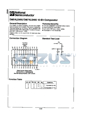 DM54LS460 datasheet - 10-Bit Comparator