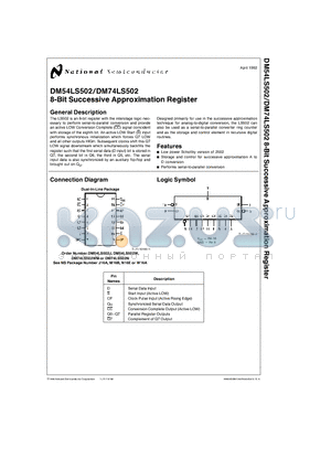 DM54LS502J datasheet - 8-Bit Successive Approximation Register