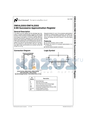 DM54LS502W datasheet - 8-Bit Successive Approximation Register