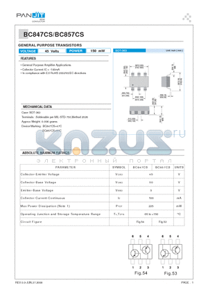 BC847CS datasheet - GENERAL PURPOSE TRANSISTORS