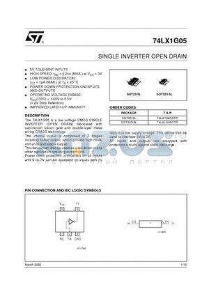 74LX1G05CTR datasheet - SINGLE INVERTER OPEN DRAIN