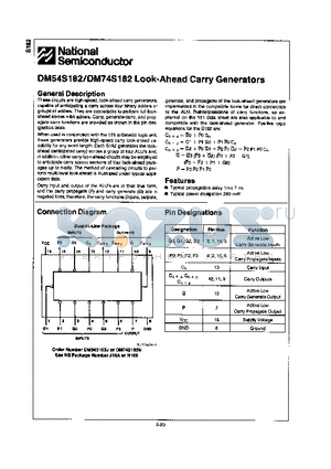 DM54S182 datasheet - LOOK - AHEAD CARRY GENERATORS