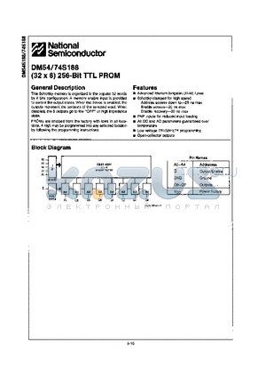 DM54S188 datasheet - (32 X 8) 256-BIT TTL PROM