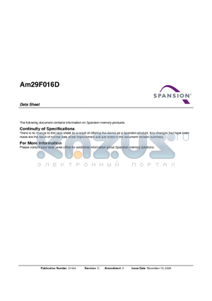 AM29F016D-70 datasheet - 16 Megabit (2 M x 8-Bit) CMOS 5.0 Volt-only, Uniform Sector Flash Memory