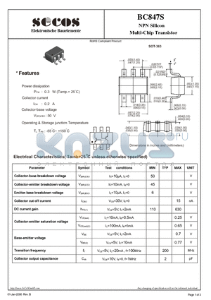 BC847S datasheet - Multi-Chip Transistor