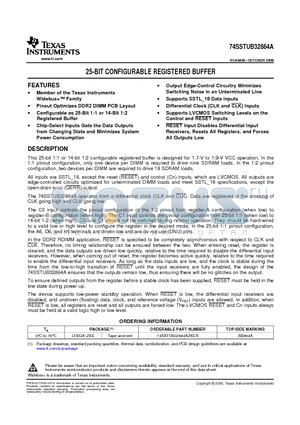 74SSTUB32864A datasheet - 25-BIT CONFIGURABLE REGISTERED BUFFER