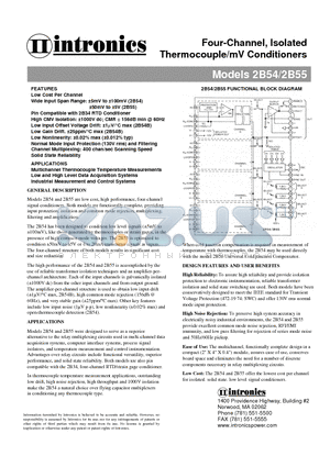 2B54 datasheet - Four-Channel, Isolated Thermocouple/mV Conditioners