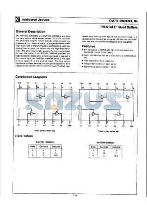 DM7093 datasheet - TRI-STATE Hex Buffers