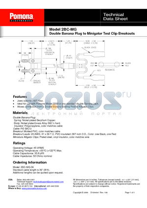 2BC-MG datasheet - Double Banana Plug to Minigator Test Clip Breakouts