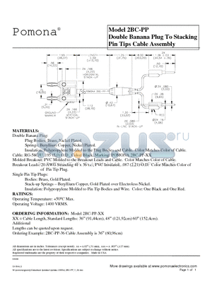 2BC-PP datasheet - Double Banana Plug To Stacking Pin Tips Cable Assembly