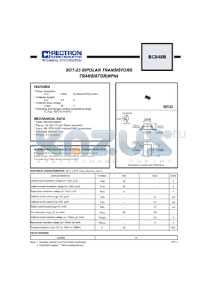 BC848B datasheet - SOT-23 BIPOLAR TRANSISTORS TRANSISTOR(NPN)