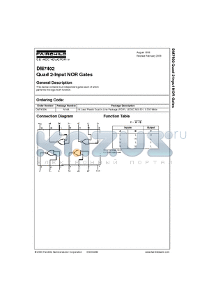 DM7402N datasheet - Quad 2-Input NOR Gates