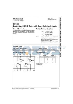 DM7403 datasheet - Quad 2-Input NAND Gates with Open-Collector Outputs