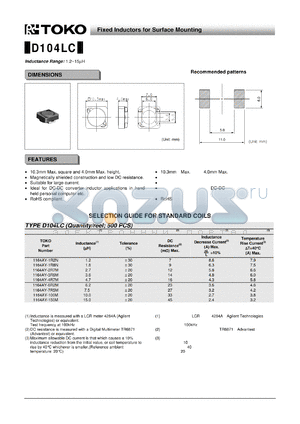1164AY-100M datasheet - Fixed Inductors for Surface Mounting