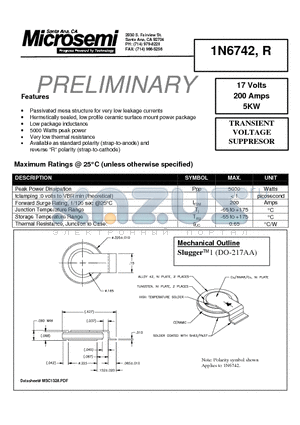 1N6742 datasheet - TRANSIENT VOLTAGE SUPPRESOR