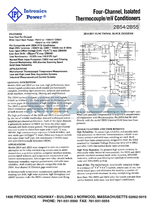 2B55 datasheet - Four-Channel, Isolated Thermocouple/mV Conditioners