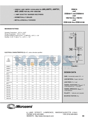 1N6761 datasheet - 1 AMP SCHOTTKY BARRIER RECTIFIERS