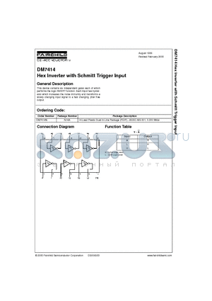 DM7414 datasheet - Hex Inverter with Schmitt Trigger Input