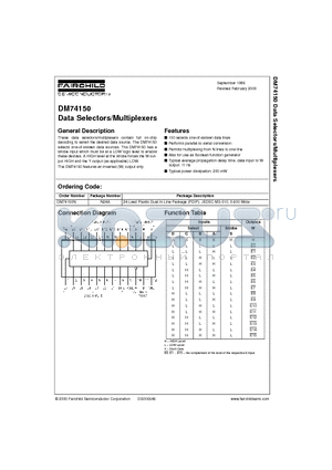 DM74150 datasheet - Data Selectors/Multiplexers