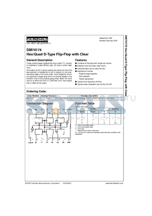 DM74174 datasheet - Hex/Quad D-Type Flip-Flop with Clear