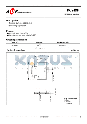 BC848F_06 datasheet - NPN Silicon Transistor