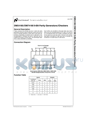 DM74180 datasheet - 9-Bit Parity Generators/Checkers