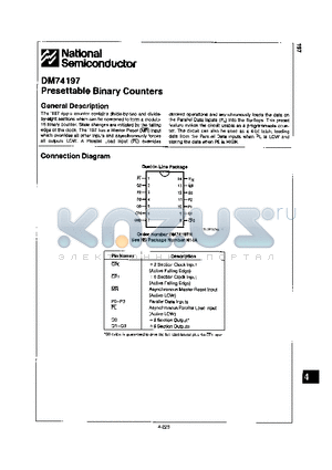 DM74197 datasheet - PRESETTABLE BINARY COUNTERS