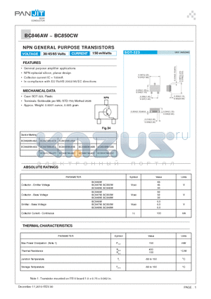 BC848W datasheet - NPN GENERAL PURPOSE TRANSISTORS