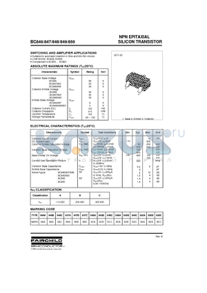 BC849 datasheet - NPN EPITAXIAL SILICON TRANSISTOR