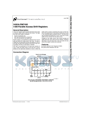 DM7495N datasheet - 4-Bit Parallel Access Shift Registers