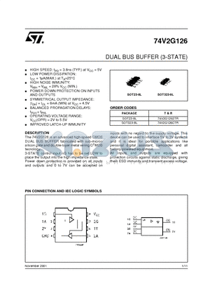 74V2G126CTR datasheet - DUAL BUS BUFFER (3-STATE)
