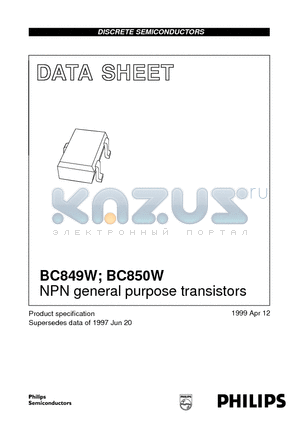 BC849CW datasheet - NPN general purpose transistors