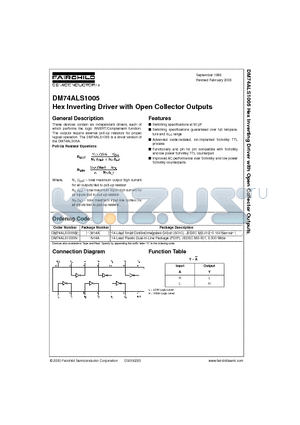 DM74ALS1005M datasheet - Hex Inverting Driver with Open Collector Outputs