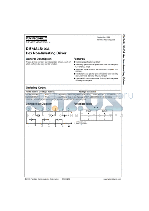 DM74ALS1034N datasheet - Hex Non-Inverting Driver