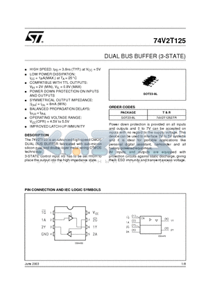 74V2T125_03 datasheet - DUAL BUS BUFFER (3-STATE)