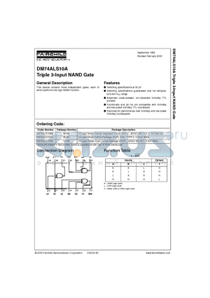 DM74ALS10A datasheet - Triple 3-Input NAND Gate