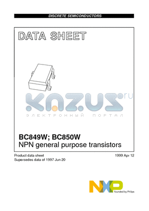 BC849W datasheet - NPN general purpose transistors