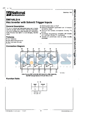DM74ALS14 datasheet - Hex Inverter with Schmitt Trigger Inputs