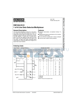 DM74ALS151 datasheet - 1 of 8 Line Data Selector/Multiplexer