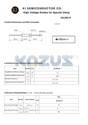 2CL200-15 datasheet - High Voltage Diodes for Special Using