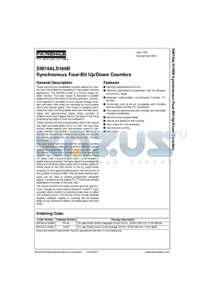 DM74ALS169 datasheet - Synchronous Four-Bit Up/Down Counters