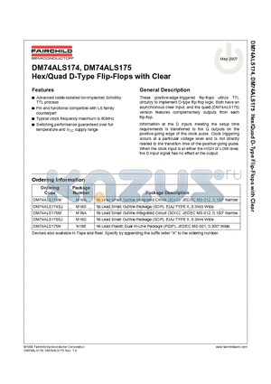 DM74ALS174SJ datasheet - Hex/Quad D-Type Flip-Flops with Clear