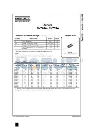 1N746A datasheet - Zeners