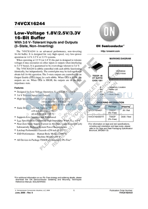 74VCX16244DT datasheet - Low−Voltage 1.8V/2.5V/3.3V 16−Bit Buffer