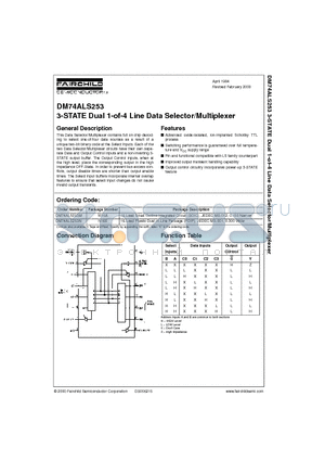 DM74ALS253 datasheet - 3-STATE Dual 1-of-4 Line Data Selector/Multiplexer