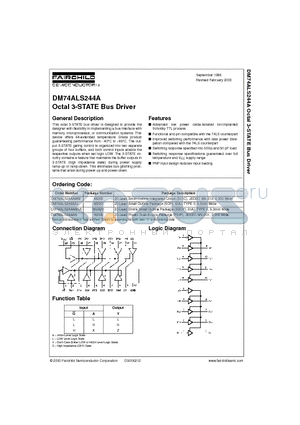 DM74ALS244AMSA datasheet - Octal 3-STATE Bus Driver