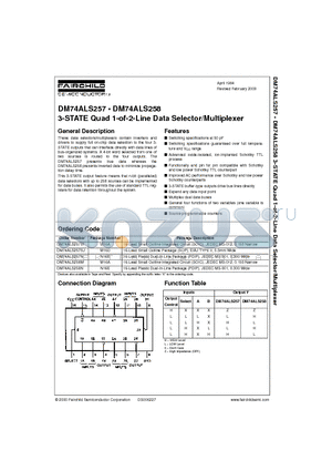 DM74ALS257 datasheet - 3-STATE Quad 1-of-2-Line Data Selector/Multiplexer