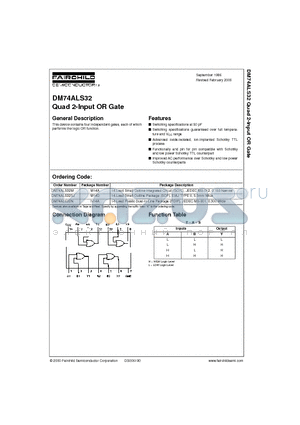 DM74ALS32M datasheet - Quad 2-Input OR Gate