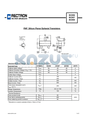 BC856 datasheet - PNP Silicon Planar Epitaxial Transistors